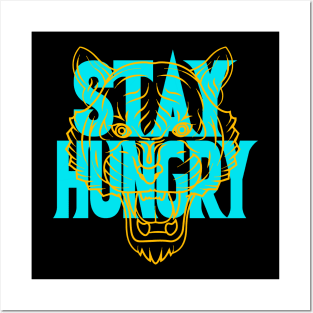 Stay Hungry Aqua Retro Posters and Art